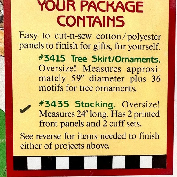 Vintage Daisy Kingdom Holiday Stocking Panel & Instruction #3435 (1990) - Picture 3 of 8